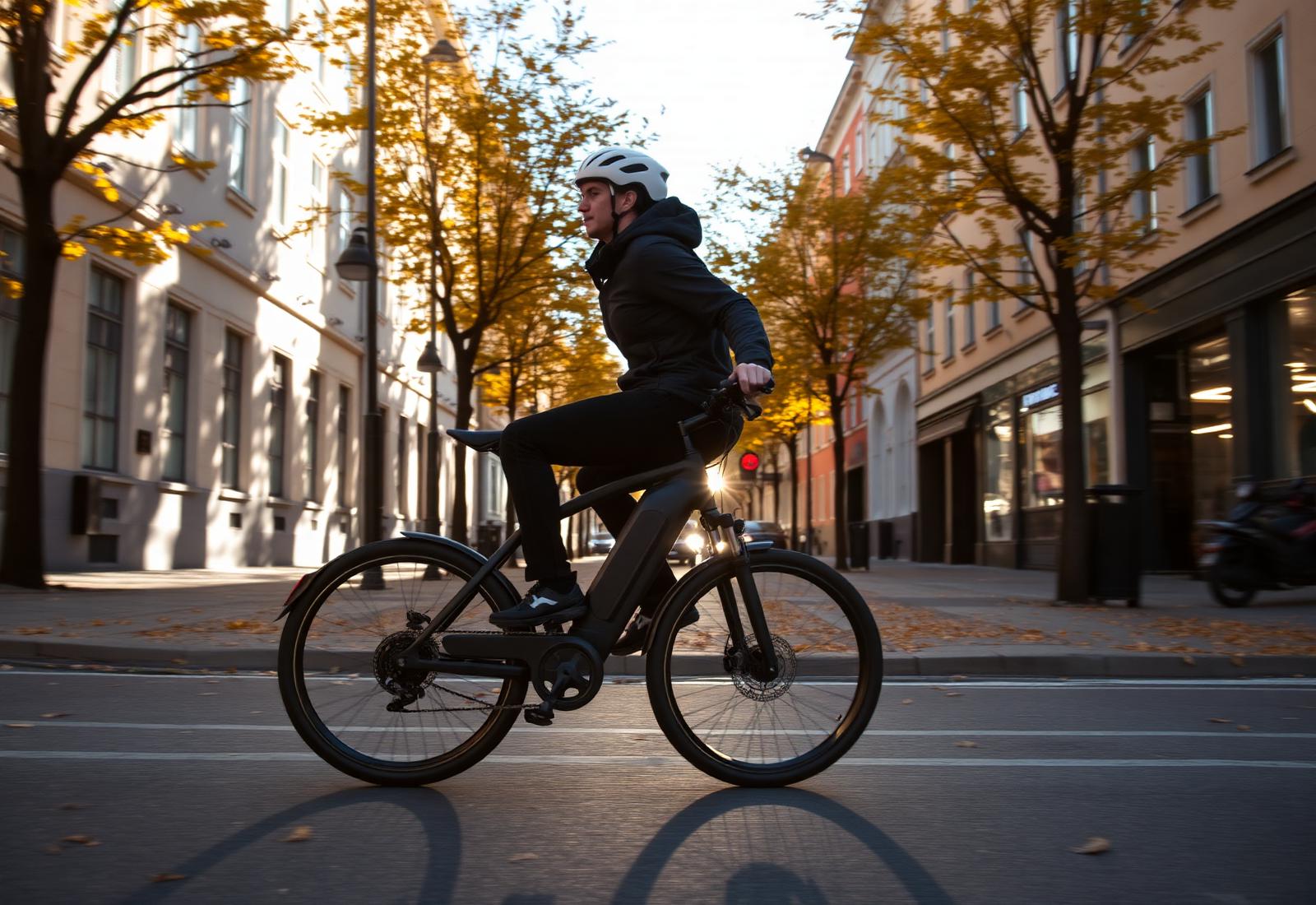 Person på elcykel i Bromma